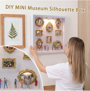 Nouveau kit de cadre de boîte à souvenirs DIY mini-musée, cadres photo vintage en résine dorée, figurines humaines miniatures, boîte de présentation murale ou de table pour souvenirs - Product Image 5