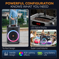 Altavoz Portátil BT de 15 Pulgadas con Luces RGB, Asa Extensible y Ruedas, Precio Directo de Fábrica, Ideal para Amplificación de Guitarra y Piano