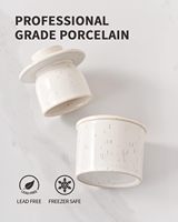 Pot à beurre en céramique blanche vintage à glaçure réactive mouchetée avec couvercle