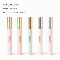 Flacon de parfum vide 35 ml en gros avec boîte cadeau cupcake à rayures roses, 24 flacons de parfum en verre pour présentation, logo personnalisé