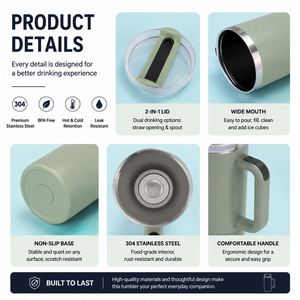 Custom logo 40 oz Double Wall Vacuum <b>Travel</b> Coffee <b>Mug</b> Wholesale Stainless Steel 30oz 40oz Outdoor Tumbler <b>with</b> <b>Handle</b> and Straw - Product Image 4