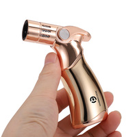 Briquet à cigares HANNICOOK haut de gamme, coupe-vent, rechargeable au butane, flamme directe créative en métal, haute température, flamme bleue
