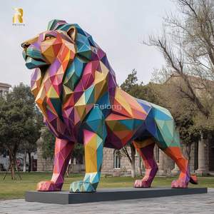 Scultura <span class=keywords><strong>di</strong></span> <span class=keywords><strong>Leone</strong></span> in Acciaio Inossidabile Personalizzata RELONG, Design Geometrico per Area <span class=keywords><strong>di</strong></span> Ricevimento Esterna - Product Image 6