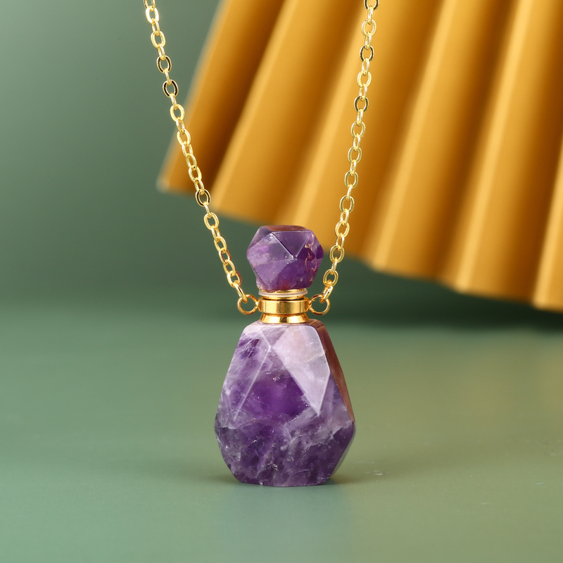 Natural Gemstones Crystal Perfume Bottles Pendant