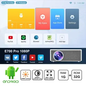 Every com E700 Pro Full-HD-Projektor 4k 14000 Lumen Strahl projektoren 5G WIFI Android Smart Video Film Heimkino