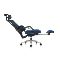 Chaise de bureau ergonomique de direction avec repose-pieds rétractable - Chaise de bureau en tissu à dossier haut avec appui-tête 3D et soutien lombaire