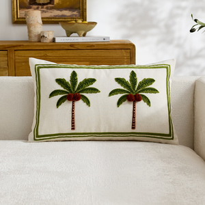 Fodera per cuscino decorativa di lusso <span class=keywords><strong>in</strong></span> <span class=keywords><strong>cotone</strong></span> e lino, trapuntata e ricamata con palme, per divano e arredamento casa - Product Image 2