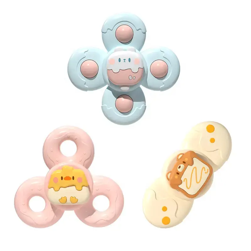 3 PCS Baby Bath Spinner Rotating Suction Cup Spinning Top Animal Spin Sucker Insect Fidget Fingertip Toys Kids Funny Rattles