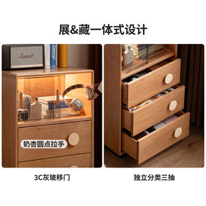 Solid Wood Side Cabinet Cherry Wood Living Room <b>Storage</b> <b>Drawer</b> Cabinet Vintage Style Indoor Furniture - Product Image 4