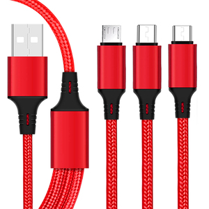 Câble de charge USB rapide 3 en 1 2A, tressé en nylon, pour téléphones portables, ordinateurs, imprimantes et lecteurs de codes-barres, avec compatibilité universelle - Product Image 1