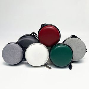 Étui pour écouteurs en EVA imperméable rond avec logo personnalisé, pochette de rangement à fermeture éclair antichoc pour écouteurs et petits gadgets - Product Image 1