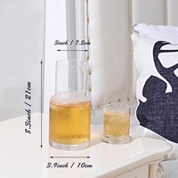 Carafe à eau de chevet en verre avec couvercle et gobelet, design moderne, distributeur de bain de bouche transparent, vente chaude