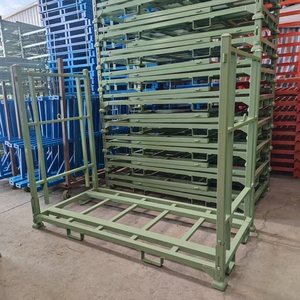 Kho vận chuyển dây thép lưới có thể xếp chồng lên nhau có thể gập lại lồng lưu trữ kim loại Giỏ dây container hộp Pallet - Product Image 2
