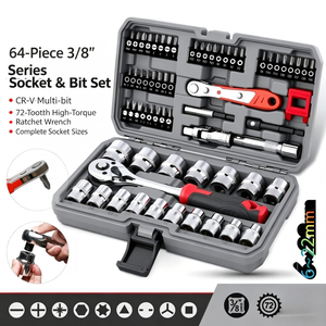 64 Pc Socket Wrench Set 1/4 In Drive Chrome Plated Torx Hex Automotive Repair Tools - Product Image 4