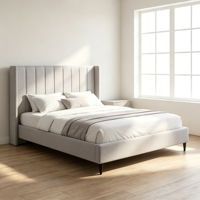 Lit capitonné en tissu doux et réglable, design moderne, taille King/Queen, panneau multicouche en pin, couleur personnalisable, installation simple
