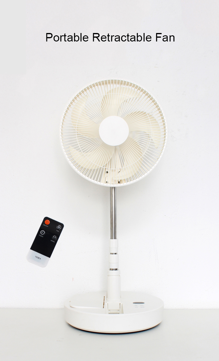 12 Inch 5 Blades Oscillate Retractable Stand Fan 12V Remote Retractable Table Fan 12 Inch  Portable Folding Retractable Fan