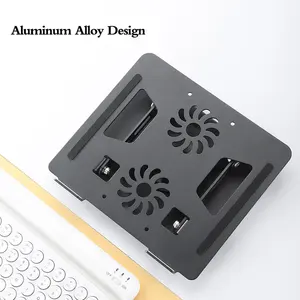 OEM 360 Degree Rotating Foldable Laptop Riser Holder Aluminum Alloy Portable Laptop Cooling Stand With Double Fans