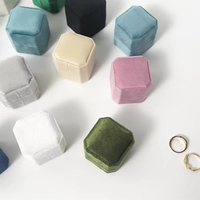 Boîte à bagues en velours de marque d'usine, octogonale, pour deux ou trois bagues de mariage, coffret cadeau pour bijoux, boîte de rangement