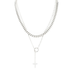 สร้อยคอเหล็กไทเทเนียมแบบมีชั้น จี้รูปดาวแบบโซ่คู่ สำหรับทุกเพศ ใส่ได้ทุกวัน - Product Image 5