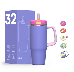 Taza de coche multifuncional de 40OZ, mango de acero inoxidable 304, boca ancha, tapa múltiple, aislamiento al vacío para frío y calor - Product Image 5