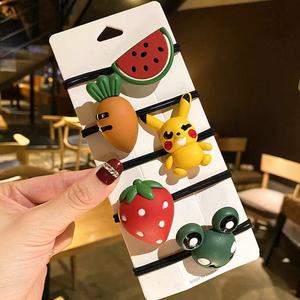 Lindas ligas para el cabello con diseño de frutas y animales, bandas para cola de caballo de alta elasticidad para uso casual - Product Image 4