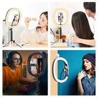 Anneau lumineux professionnel TikTok Live de 10 pouces, à intensité réglable, pour maquillage et selfies, avec trépied de bureau de 12 pouces