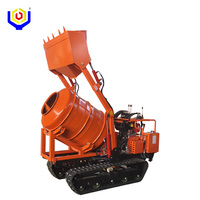 Mini Bétonnière sur Chenilles avec Godet Autochargeur 800L, Malaxeur à Ciment Mobile pour Travaux Routiers et Agricoles, Prix Usine
