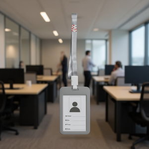 Porta Badge Verticale Ilan con Cordino 43Cm Colore Grigio per Tessere Identificative - Product Image 2