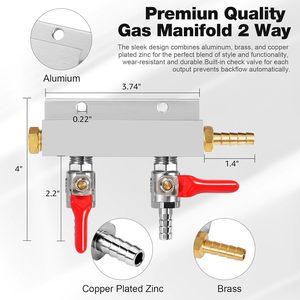 2 vie fusto Co2 Splitter 5/16 Barb raccordo Co2 <span class=keywords><strong>distributore</strong></span> <span class=keywords><strong>Gas</strong></span> birra barilotto <span class=keywords><strong>distributore</strong></span> aria <span class=keywords><strong>Gas</strong></span> collettore con valvole di ritegno integrate - Product Image 2