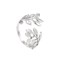Bague ouverte en acier inoxydable plaqué or 18 carats, motif feuille ajourée, fleur, bijou polyvalent haut de gamme et de niche