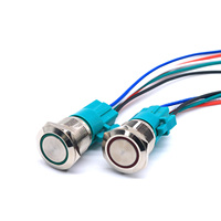 Sakelar Tombol Tekan 22mm 48v Baja Tahan Karat IP67 250V dengan LED Hijau 10A Arus Tinggi Industri RGB On/Off Momentary