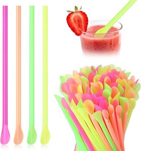 Individually film Wrapped Snow Cone Spoon <b>Straws</b> Portable <b>Disposable</b> Plastic <b>Straws</b> for Slushie Colorful - Product Image 6