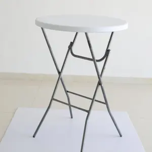 Mesa de bar alta de plástico para restaurantes, mesa de jantar longa de metal com pernas, para móveis comerciais redondos