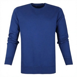 Sweat-shirt à col rond bleu royal pour homme, coupe classique, tricoté, couleur unie, décontracté, manches longues - Product Image 1