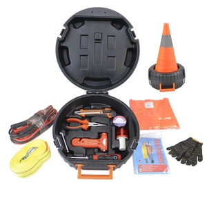 Kit de Emergencia <span class=keywords><strong>para</strong></span> Automóvil de 14 Piezas, Juego de Herramientas de Seguridad Automotriz con Cables de Arranque, Cuerda de Remolque y Cono de Advertencia Plegable - Product Image 1
