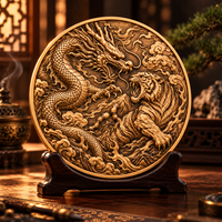 Pièces de monnaie en cuivre fin 999 de 1 oz, série Dragon Tigre, double face, couleur UV, effet proof-like, objets d'art en métal pour les passionnés de collection
