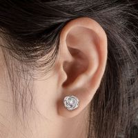 925 Sterling Silber D Farbe VVS1Moissan ite Ohrring 3mm Rose Flower Ohrring Ohr stecker