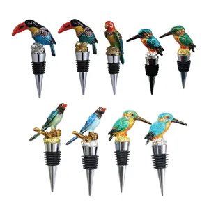 Luxury Enamel Colored Bird Shape Bottle Stopper Toucan Parrot Magpie Custom Wine Stopper For Business Company Gifts