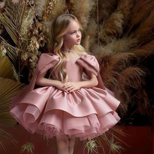 Robe de princesse élégante en maille pour filles, tenue de piano pour enfants, robe de soirée d'anniversaire, tenue de scène formelle - Product Image 3