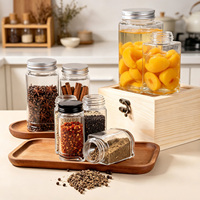 Pot à épices en verre transparent avec couvercle à vis, design personnalisé, pour le stockage des aliments, des céréales, de la farine, 4 oz, 8 oz, 16 oz