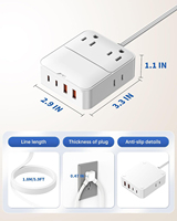 Multiprise VPSUN avec rallonge, fiche plate simple, 8 prises CA, 4 ports USB, câble de 1,8 m, 240V/110V 13A