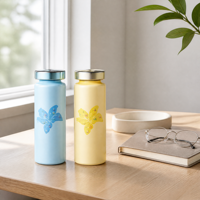 YEKEA 500ml Tumbler Stainless Steel Motif Bunga Gradasi 304 Botol Air Terisolasi Dengan Tutup Baja Cangkir Reusable