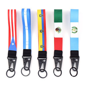 工場カスタムポリエステル国旗リストストラップショートリストレットストラップキーチェーンホルダーストラップ - Product Image 2