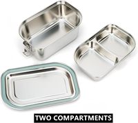 Boîte à bento en acier inoxydable avec couvercle anti-fuite, ensemble de couverts, compatible lave-vaisselle, boîte à lunch isotherme à 2 couches pour l'école et le travail