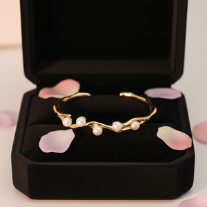 Pulsera de <span class=keywords><strong>Perlas</strong></span> de Estilo Audaz con Cuentas Barrocas Grandes, Bañada en Oro, Diseño Abierto, Pulsera de <span class=keywords><strong>Perlas</strong></span> de Estilo Nicho - Product Image 1