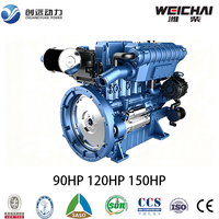 Motor Diésel Marino WEICHAI de 4 Cilindros Refrigerado por Agua, 90HP, 120HP, 150HP para Barcos de Pesca, Barcos de Recreo y Embarcaciones Utilitarias