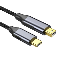 Kabel USB-C ke Mini DP 1.8m 8K60Hz dengan Pelapis PVC dan Perisai Foil, USB 3.1 Tembaga Bebas Oksigen untuk Proyeksi MacBook Pro/Air