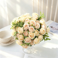 Bouquet de 10 têtes de roses artificielles Xiangfei, fleurs artificielles à nouer soi-même pour la décoration de la maison, du salon, des mariages et des fêtes