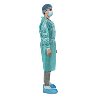 Robe d'isolement jetable Junlong SMS résistante aux liquides, non stérile, conforme à la norme ASTM Classe II, enduite de polyéthylène