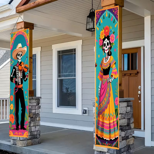 Banderas Decorativas para Fiesta del Día de Muertos Mexicano, Pancartas Colgantes para Puerta y Pared, Decoración para el Día de los Muertos - Product Image 3